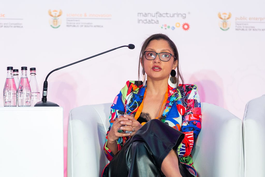 Dr. Cherise Dunn speaking on a panel at Manufacturing Indaba 2022